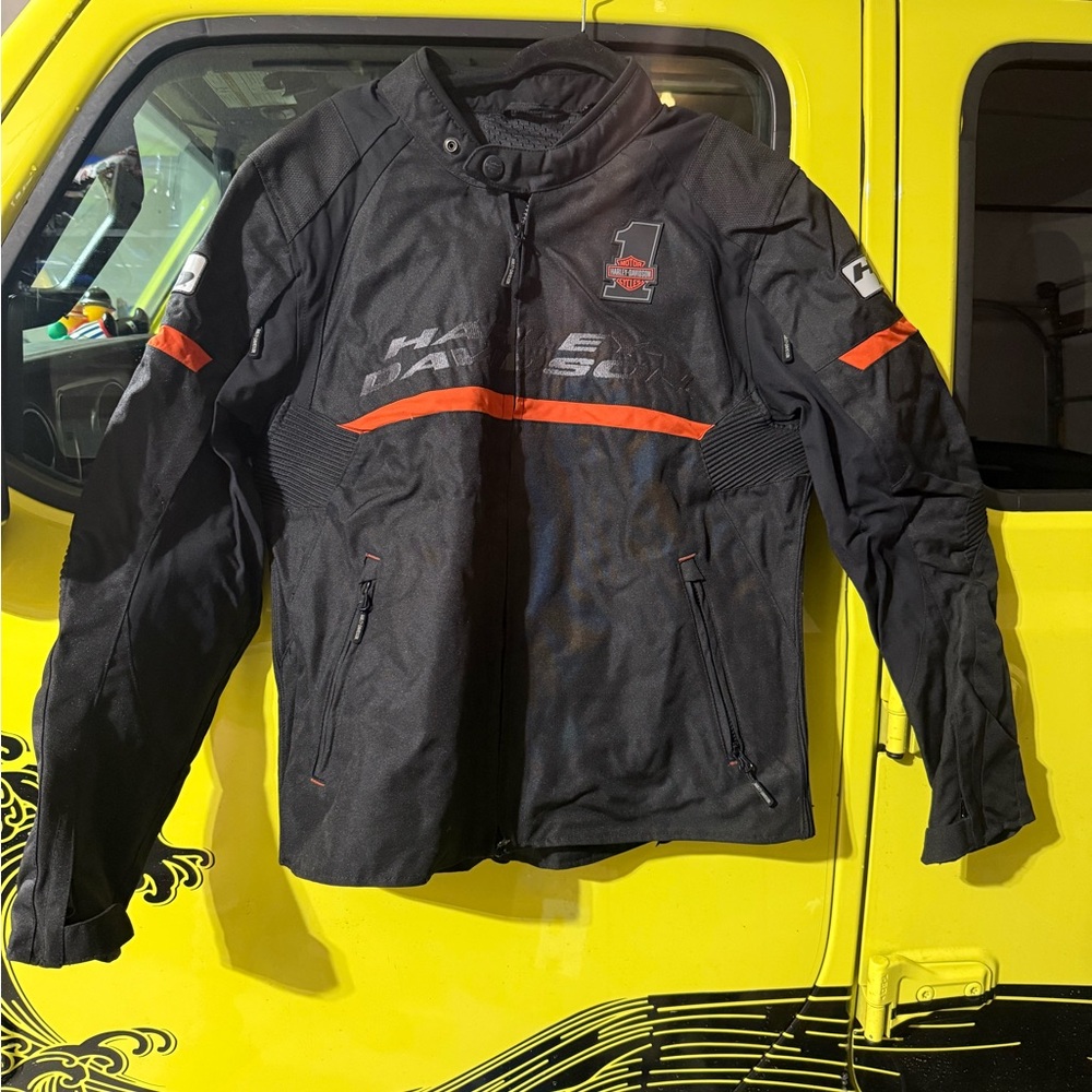 Harley-Davidson Black Performance Jacket with Orange Stripes